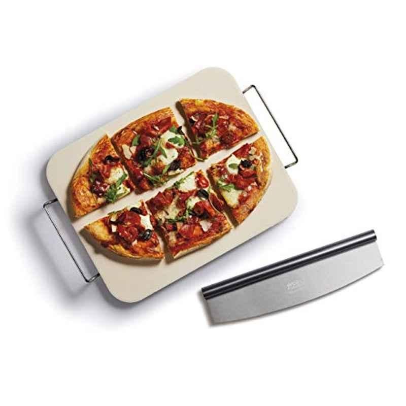 Kitchencraft WFITPIZSTONEREC Stone White Rectangular Italian Pizza Stone & Pizza Cutter Set