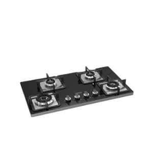 Hindware Rosia Plus 4B 76cm Glass Top Cooktop with 4 Brass Burner & Automatic Ignition, H 100122