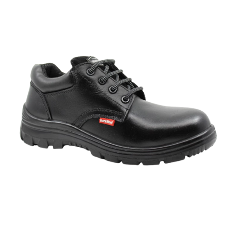 Blacksteel BS 9033 Leather Steel Toe Black Safety Shoes, Size: 9