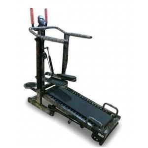 GYM24 Equipment 150kg Alloy Steel Black & Red 4-in-1 Manual Treadmill with Stepper, Twister & Push-Up Bar