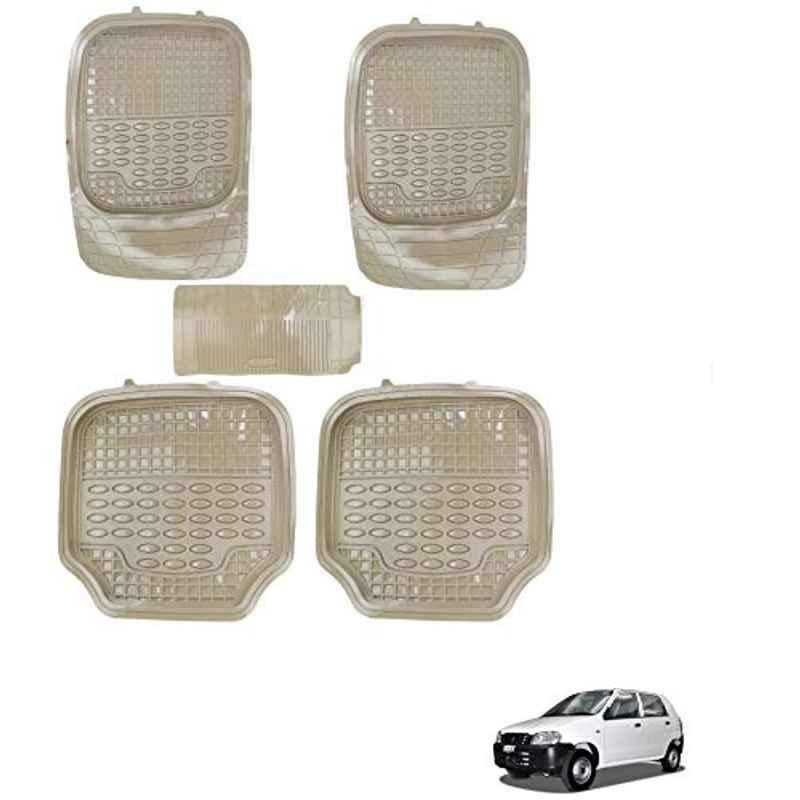 Kozdiko 5 Pcs 4G Beige Rubber & PVC Heavy Car Foot Mat Set for Maruti Suzuki Alto, koz_80836