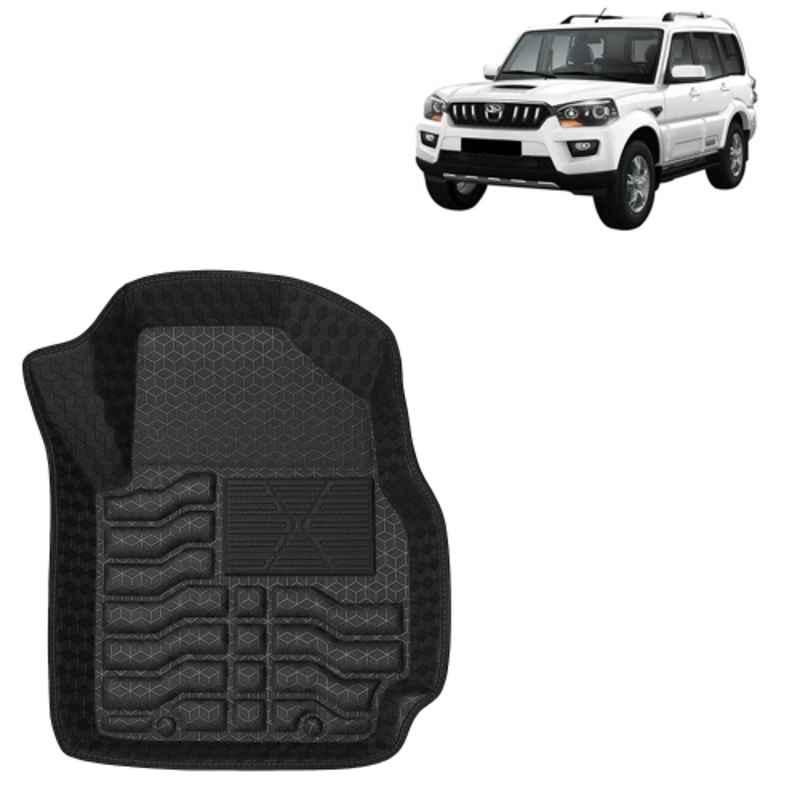 Kingsway 4 Pcs Premium 4.5D 100% Waterproof Tray Shape PVC Black Car Floor Mat Set for Mahindra Scorpio 2014 to 2018 All Model