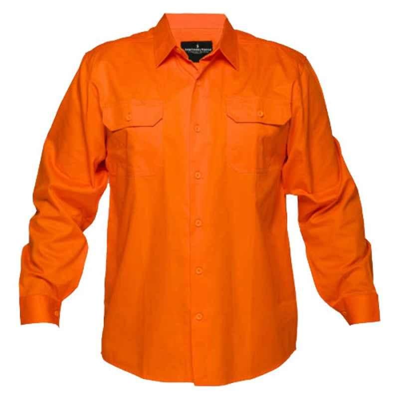 Superb Uniforms Cotton Orange Long Sleeves Mechanic Work Shirt, SUW/O/WSLS-02, Size: S