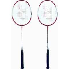 Yonex ZR-100 85g Light Red, Grey & Silver Strung Badminton Racquet (Pack of 2)