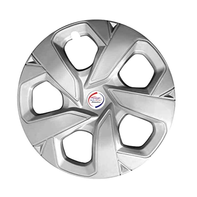 Auto Pearl 4 Pcs 15 inch ABS Silver Press Type Car Wheel Cover Set with Retention Ring for Tata Punch 2021, WC15in_Punch_FullSilver_Punch2021