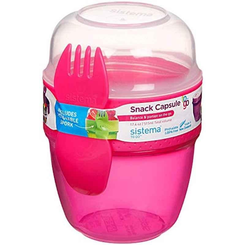 Sistema 515ml Pink Snack Capsule To Go Container