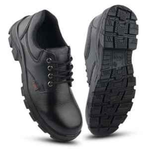 Fuel Spear SD Grain Leather Steel Toe Black Safety Shoes with PU Single Density Sole, Size: 7