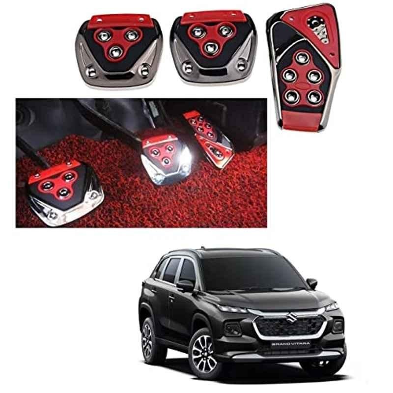 Kozdiko 3 Pcs Red Non-Slip Manual Car Pedals Cover Set for Maruti Suzuki Grand Vitara New 2022