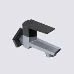 RN G20 15mm PTMT Metallic Grey & Black Gold Foam Flow Long Body Bib Cock with Flange, RNG2009B32