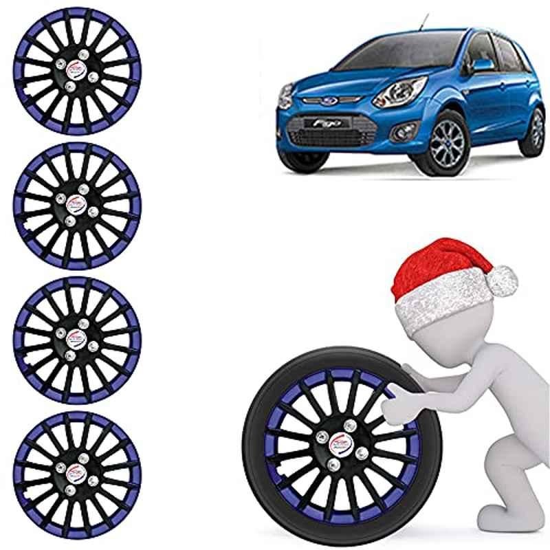 Auto Pearl 4 Pcs 14 inch ABS Black & Blue Press Fitting Wheel Cover Set for Ford Figo