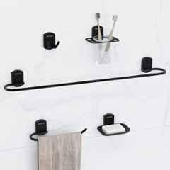 Plantex Parv 304 Grade Stainless Steel Towel Rod for Bathroom/Soap Holder/Napkin Ring/Tumbler Holder/Robe Hook/Bathroom Accessories Black