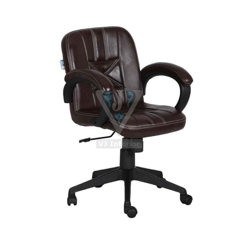 VJ Interior 18x17 inch Brown Leather Low Back Computer Chair, VJ-1506