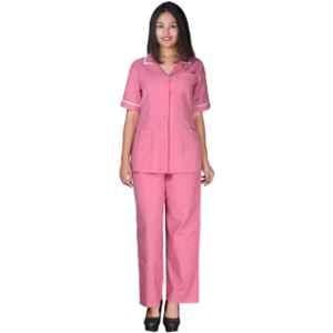 Saraf Cotton & Polyster Pink Unisex Nurse Scrub Suit, Size: L, 7404-L