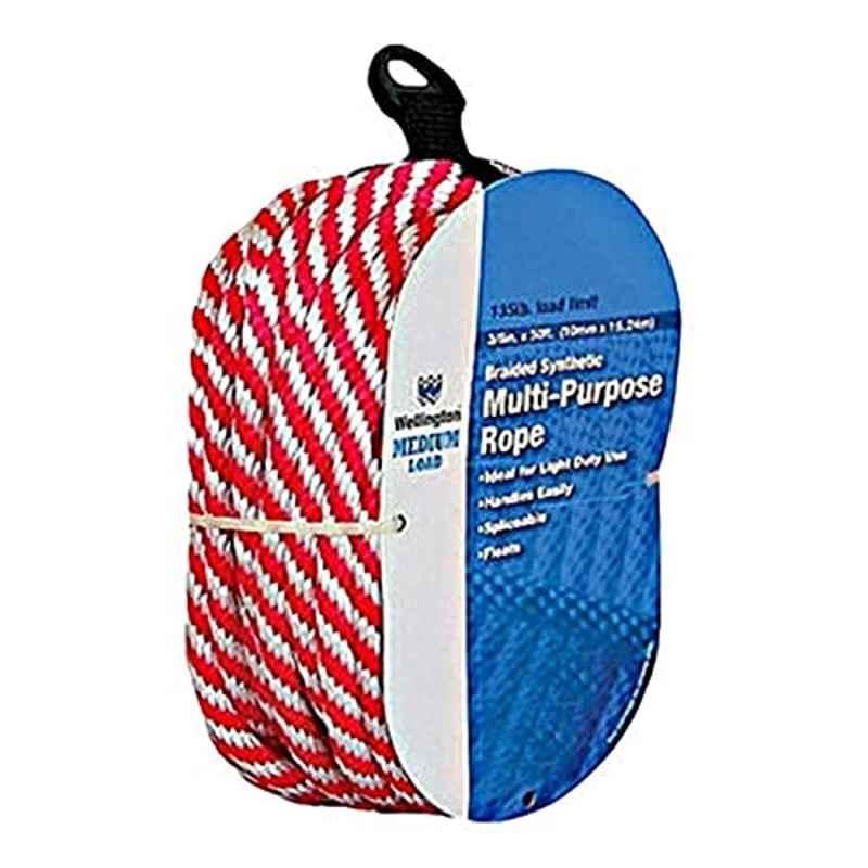 Wellington 9.8 inch Polypropylene Red & White Derby Rope, 44166