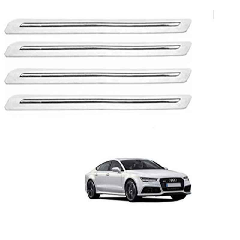 Kozdiko 4 Pcs PVC White Car Bumper Protector Set with Chrome Strip for Audi A7
