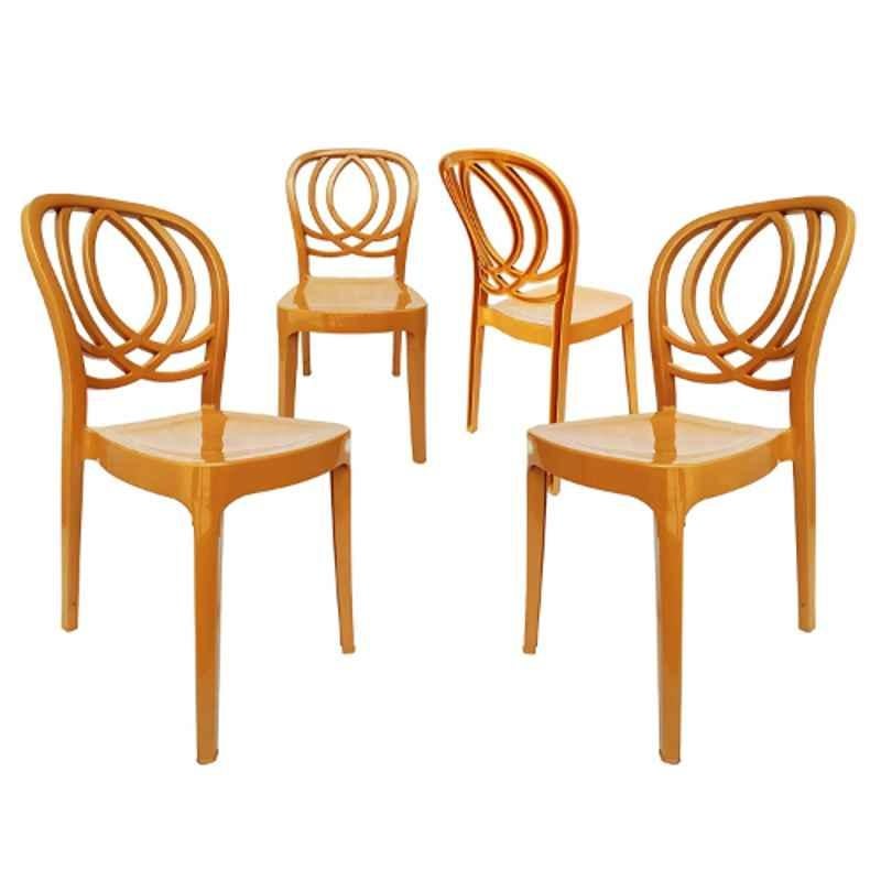 RW Rest Well Oak 4 Pcs Armless Amber Gold Polypropylene Chair Set