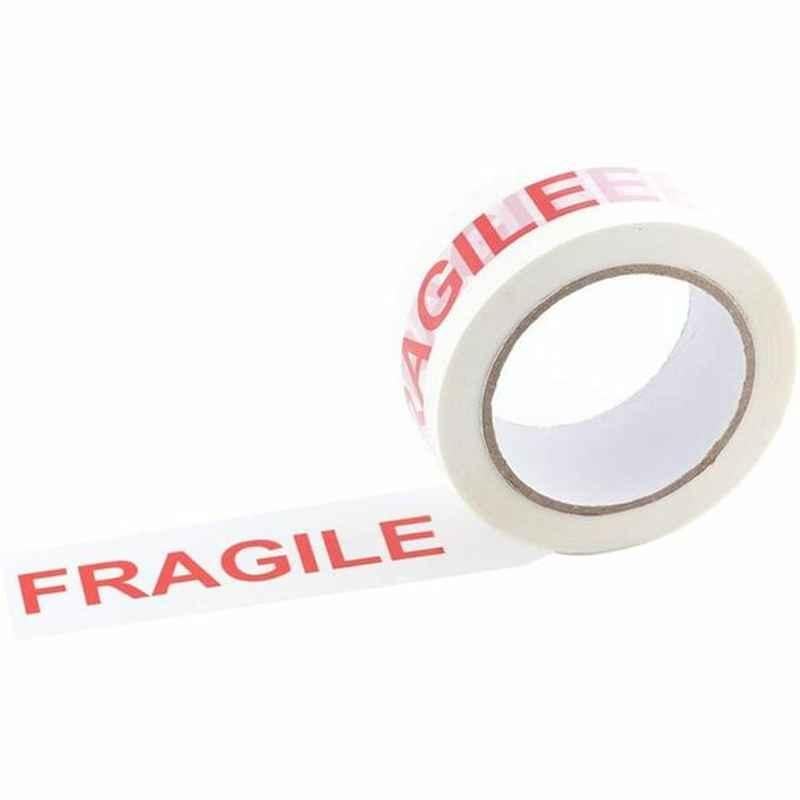 Fragile Printed Tape, 80 Yardx48 mm, Polypropylene, White