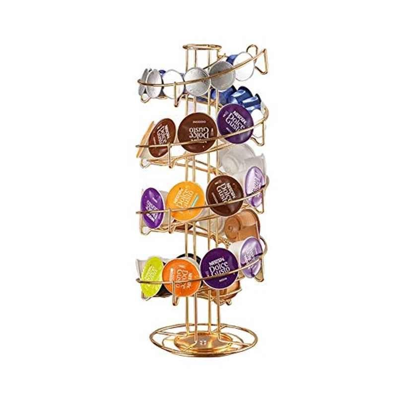 Rubik 39cm Stainless Steel Gold Rotating Coffee Pod Holder Stand, RUYZ1353SGOLD1
