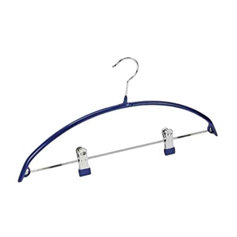 Wenko 40cm Metal Blue Chrome Universal Compact Clothes Hanger with Pivoted Hook, 10352111100
