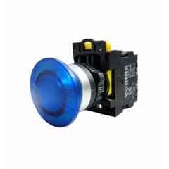 Yokins 22mm 220VAC Blue Illuminated Mushroom Push Button Switch with LED Indicator, EB2M-A-10B-MD