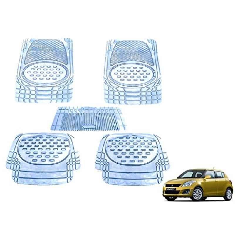 Kozdiko 5 Pcs 6605 PVC & Rubber Clear Car Foot Mat Set for Maruti Swift