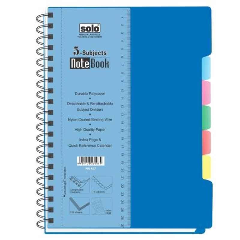 Solo 70GSM 28x21.5 cm Blue 300 Pages 5-Subjects Notebook, NA457 (Pack of 2)