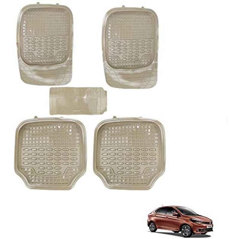 Kozdiko 5 Pcs 4G Beige Rubber & PVC Heavy Car Foot Mat Set for Tata Tigor, koz_80701