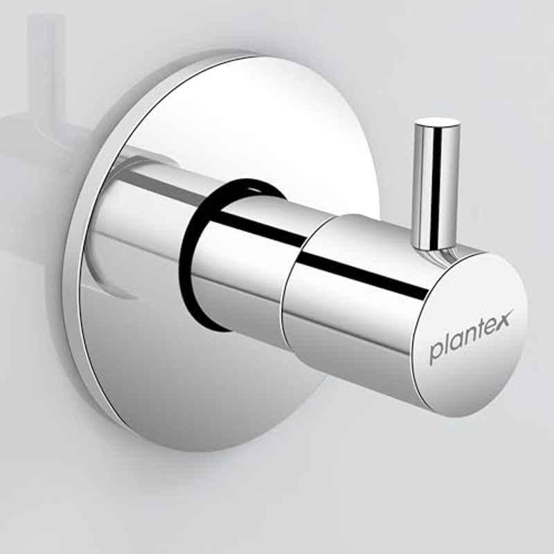 Plantex ICO-906 Pure Brass Angular Concealed Stop Cocke/Angle Valve for Bathroom with Teflon Tape and Adjustable Brass Wall Flange 15 mm Mirror-Chrome Finish