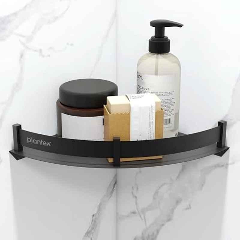 Plantex Stainless Steel Corner Shelf for Bathroom Wall/Bathroom Corner Shelves/Bathroom Shelf Rack/Side Corner Shelf/Kitchen Organizer/Bathroom Corner Rack- 9x9 inch Black