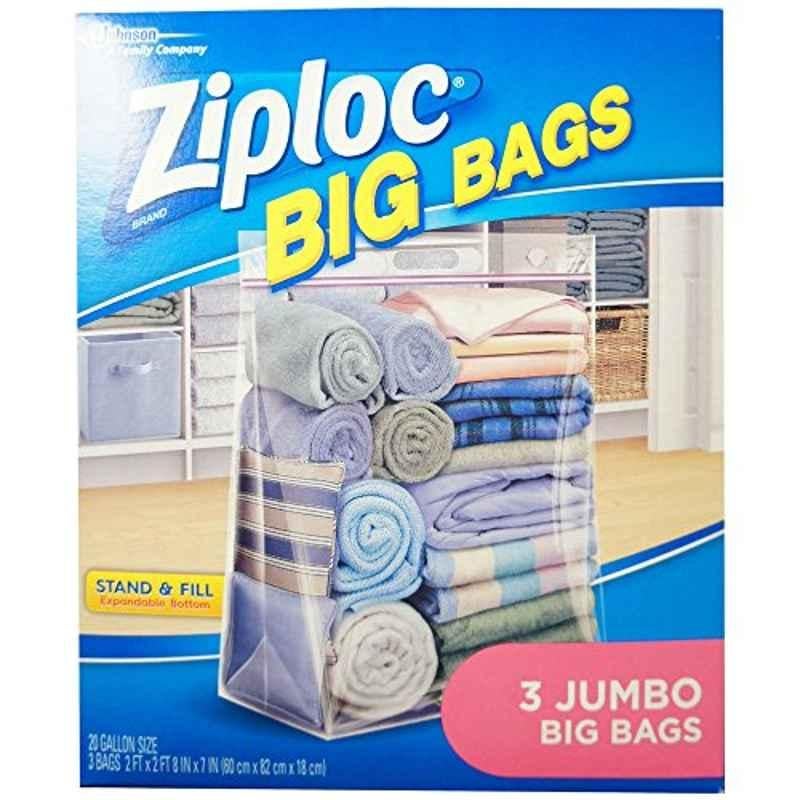 Ziploc 3Pcs 60x82cm Jumbo Big Bags, 65645 (Pack of 8)