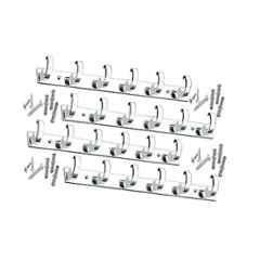 Onjecx 6 Pin Stainless Steel & Aluminium Silver C-Type Wall Mount Cloth Hanger with 12 Screw & 12 Grip, NCHS06SS4 (Pack of 4)