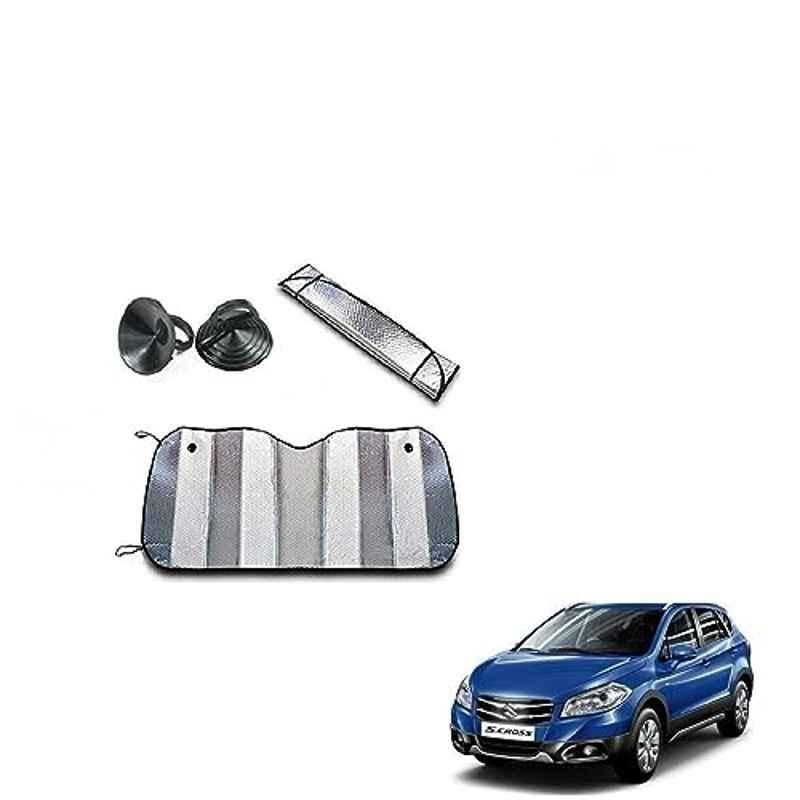 Kozdiko Aluminium Foil UV Protection Silver Windshield Sun Shade for Maruti Suzuki S-Cross