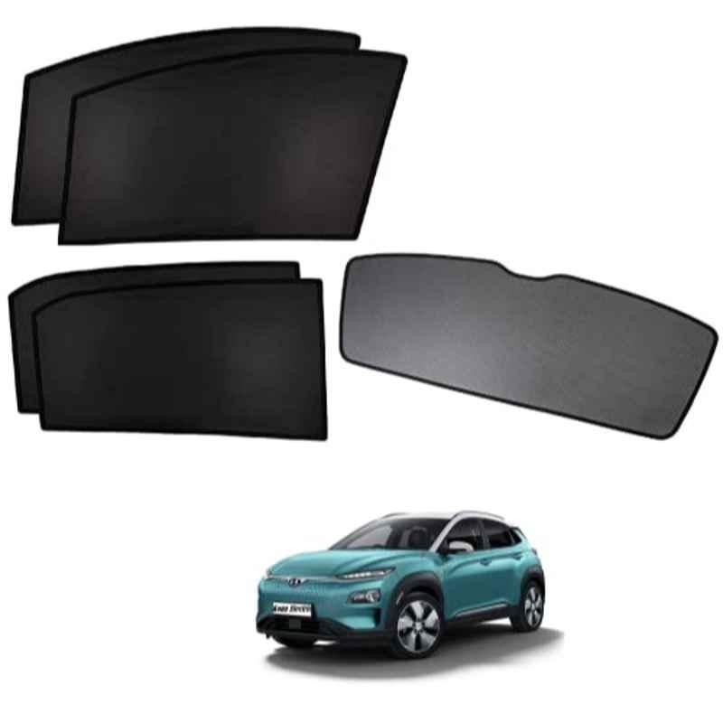 Kozdiko 5 Pcs Polyester Black Non Magnetic Window & Rear Sun Shades Set for Hyundai Kona Electric