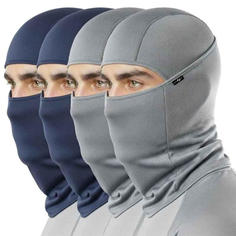 Kingsway Cool Pass Honey Comb Pattern Rice Knit Light Grey & Navy Blue Balaclava Face Mask for Bikers (Pack of 4)