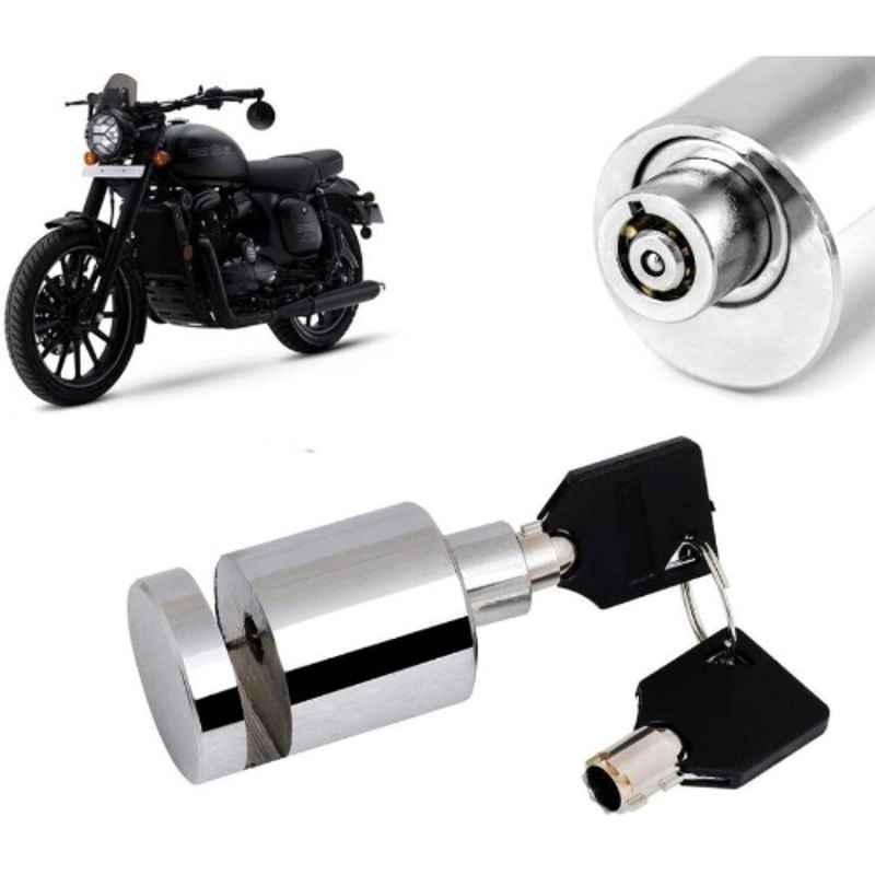 Auto Pearl Stainless Steel Silver Heavy Duty Anti Theft Motorcycle Disc Brake Lock, Lock-255