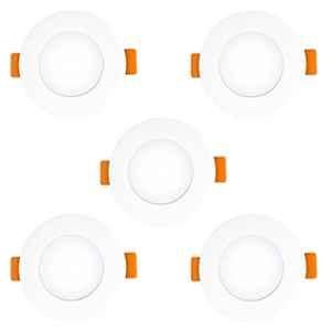 Fybros Zeno 3W Polycarbonate White Round LED Down Light for Bedroom & Living Room, FLS5841E (Pack of 5)