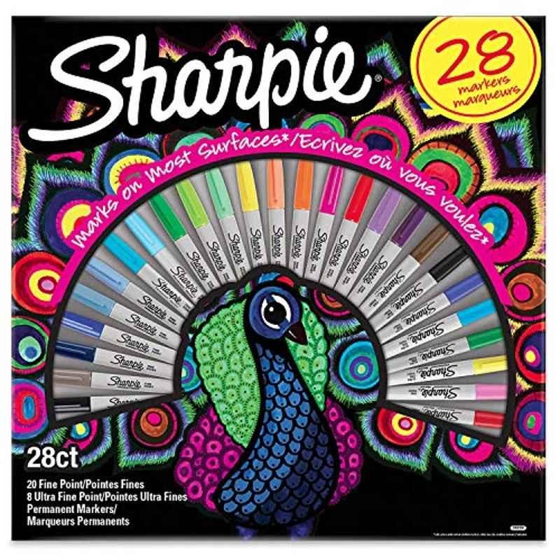 Sharpie 28Pcs Fine & Ultra Fine Tip Permanent Marker Box, 2058158