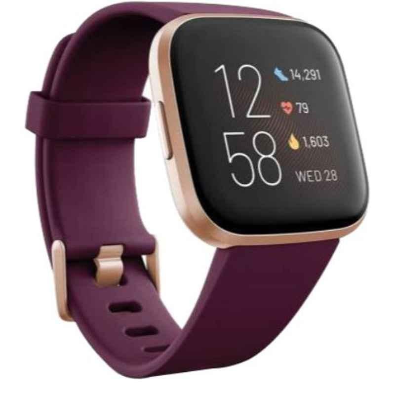 Fitbit Versa 2 Silicone Purple Strap Smart Watch, FB507RGRW