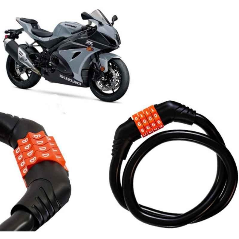 Auto Pearl Black & Orange 4 Digit Anti-Theft Combination Number Lock for GSX R1000