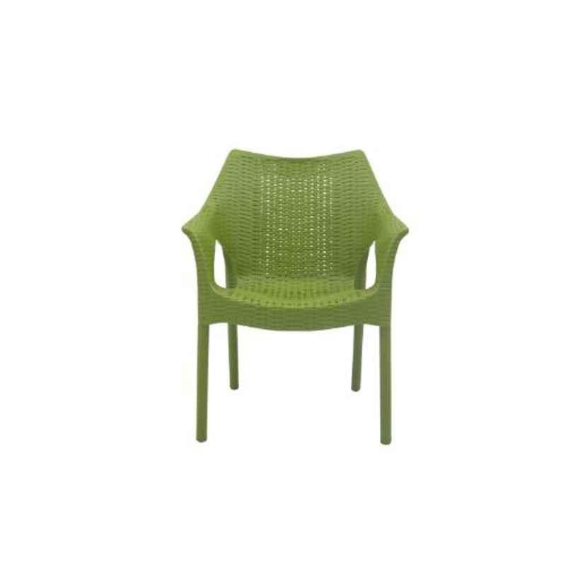 Supreme Cambridge Synthetic Resin Rattan Looks Mehndi Green Premium Chair with Arm (Pack of 2)