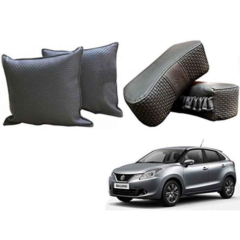 Kozdiko One Pair Grey Neck Rest & One Pair Cushion Combo for Maruti Suzuki Baleno