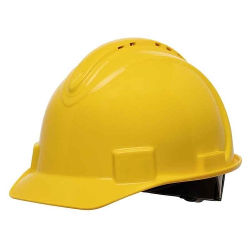 Honeywell North 52-63cm HDPE Yellow Vented Short Brim Hard Hat with 4-Point Ratchet Suspension, NSB11002E