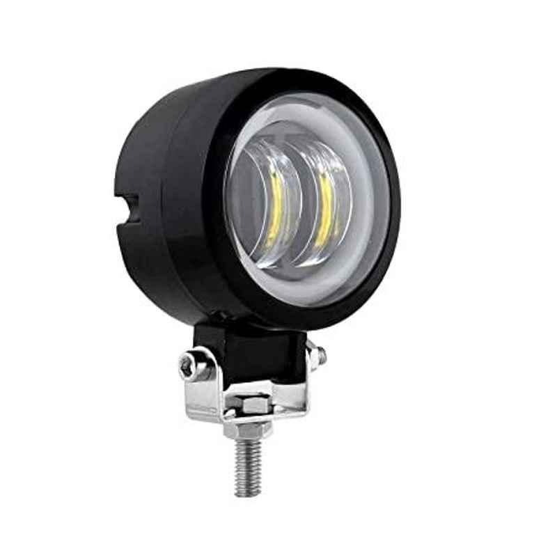 AOW 3 Inch Round White Single Fog Light with Blue Halo Angel Eye Ring For Bajaj Avenger (Metal Body) 20w