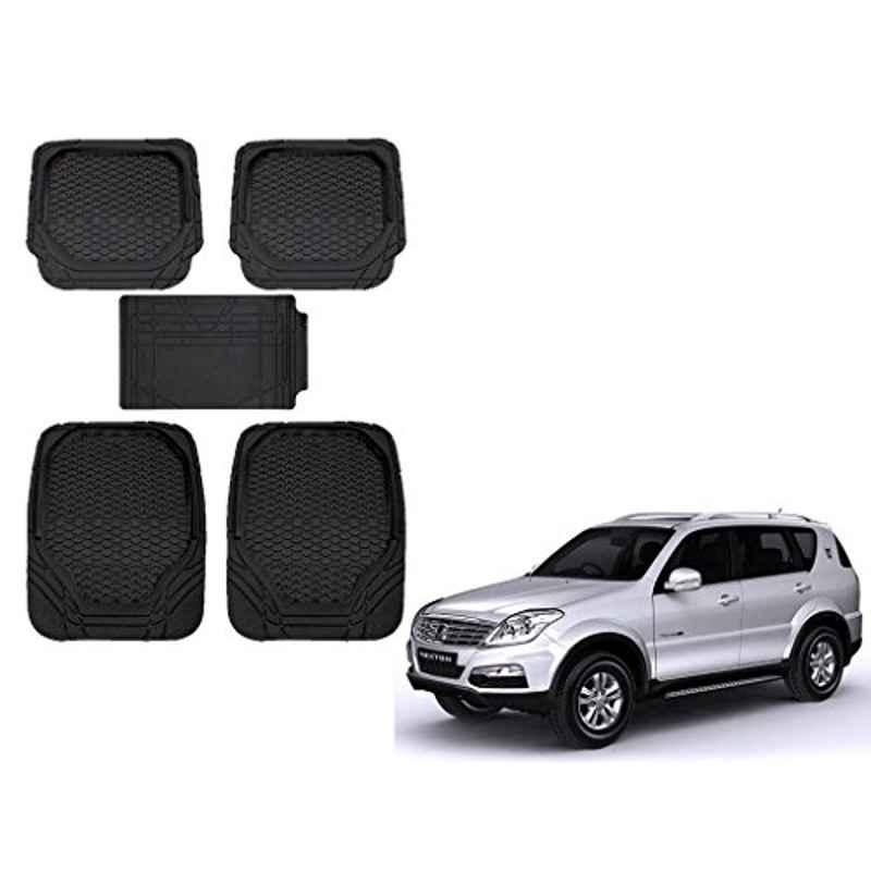 Kozdiko 8855TW 5 Pcs Rubber Black Rubber Car Mat Set for Mahindra Rexton