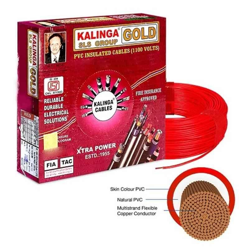 Kalinga Gold 1.5 Sq mm Red FR PVC Housing Wire, Length: 90 m
