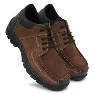 All Safe Genuine Leather Steel Toe Sports Look Dark Brown Safety Shoes, Wlsabar 1000, Size: 7
