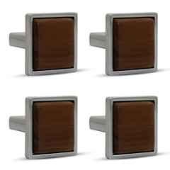 Plantex Knobs for Drawer | Square Drawer Knobs | Cabinets Drawer Knobs | Pull-Push Knobs for Kitchen & Bedroom Drawer (Pack of 4) Satin & Wood