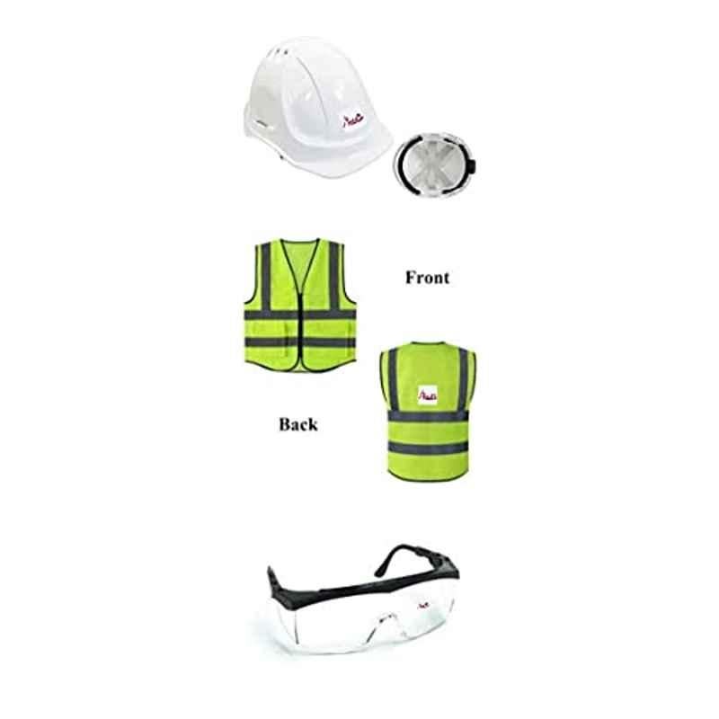 Abbasali 3Pcs Transparent Safety Goggles, Jacket & Helmet Set