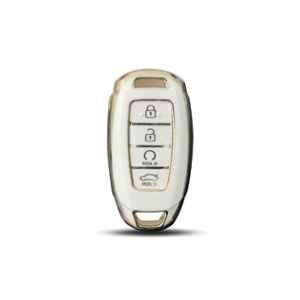 Flymaster Thermoplastic Polyurethane White TPU Car Key Cover, WHITE-TPURKE-17