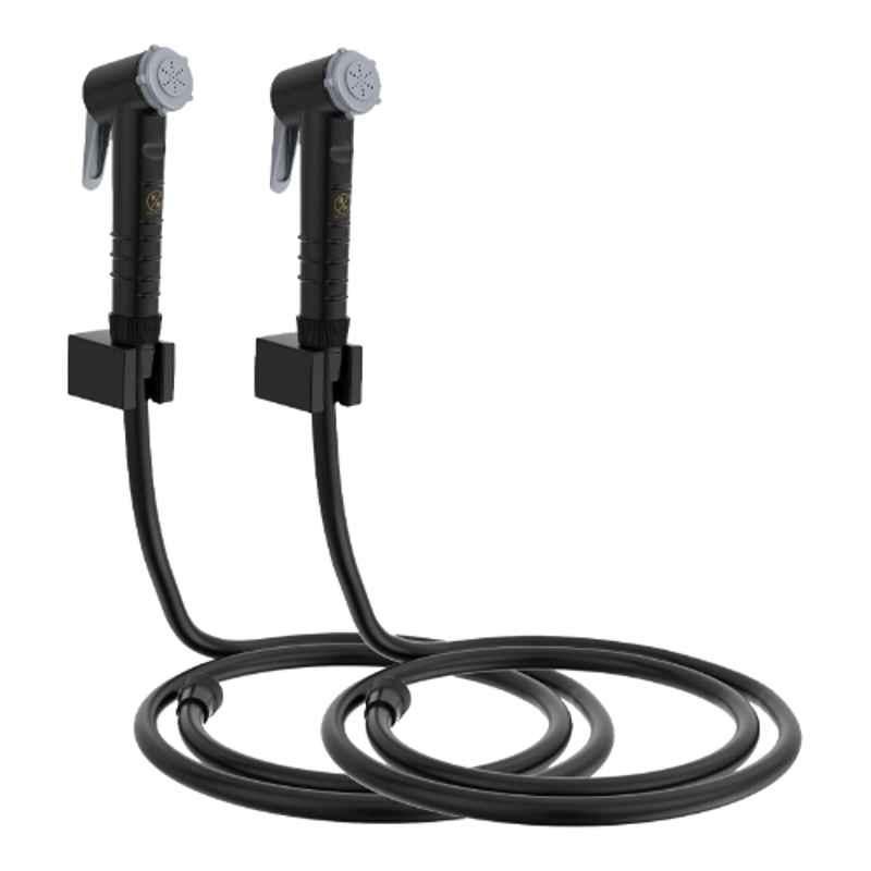 RN Black.1 Health Faucet Set with Hose Pipe & Wall Holder for Toilet Cleaning (Pack of 2)